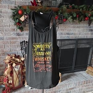 Black Graphic Tank Top with Colorful Print